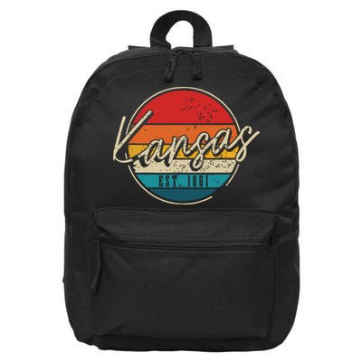 Kansas Est 1861 Pride Vintage Kansas 16 in Basic Backpack