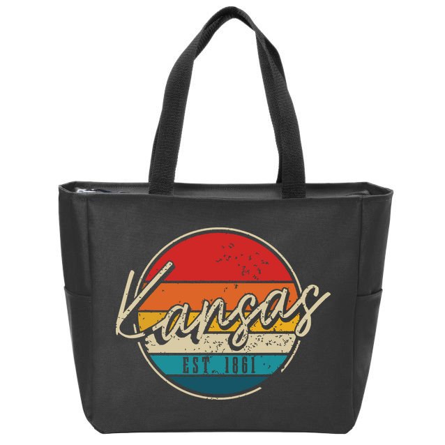 Kansas Est 1861 Pride Vintage Kansas Zip Tote Bag