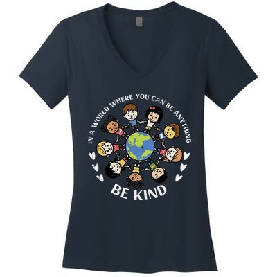 Kind Earth Anti Bullying Unity Day Orange Women's V-Neck T-Shirt