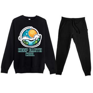 Keep Earth Cool Climate Awareness Premium Crewneck Sweatsuit Set