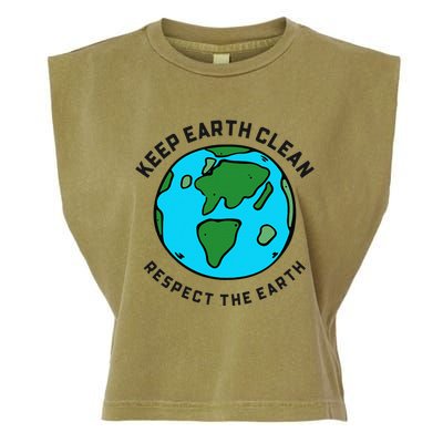 Keep Earth Clean Respect The Earth Day Love Hippie Planet Garment-Dyed Women's Muscle Tee