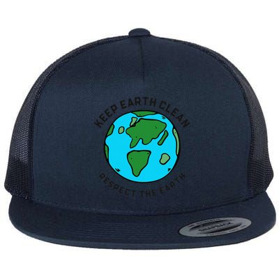 Keep Earth Clean Respect The Earth Day Love Hippie Planet Flat Bill Trucker Hat