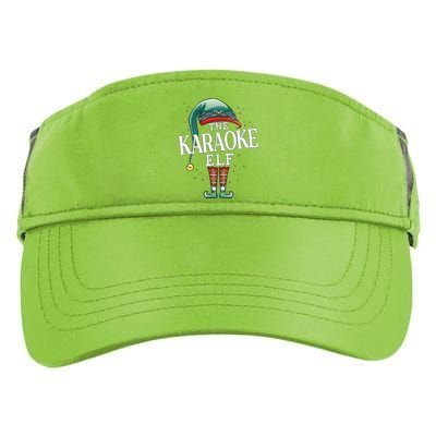 Karaoke Elf Christmas Group Xmas Pajama Party Vneck Adult Drive Performance Visor