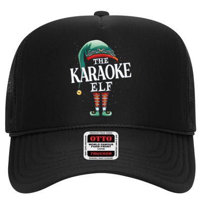 Karaoke Elf Christmas Group Xmas Pajama Party Vneck High Crown Mesh Back Trucker Hat