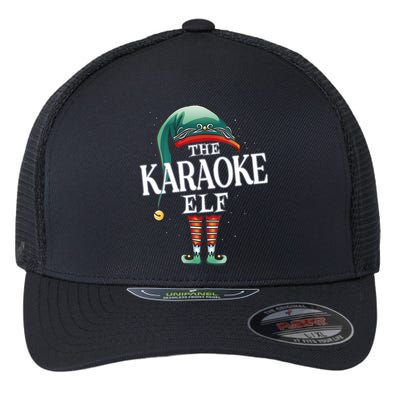 Karaoke Elf Christmas Group Xmas Pajama Party Vneck Flexfit Unipanel Trucker Cap