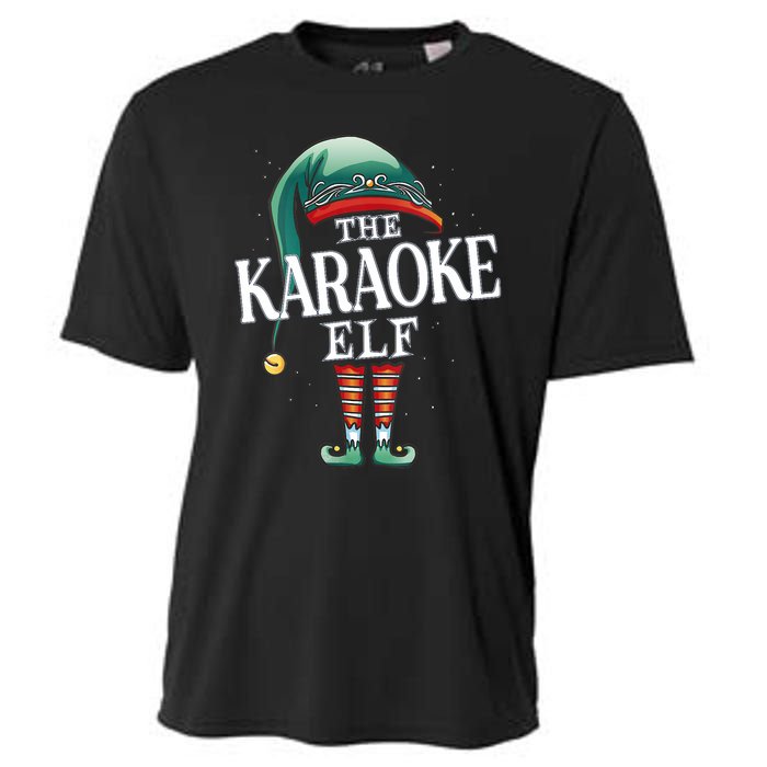 Karaoke Elf Christmas Group Xmas Pajama Party Vneck Cooling Performance Crew T-Shirt