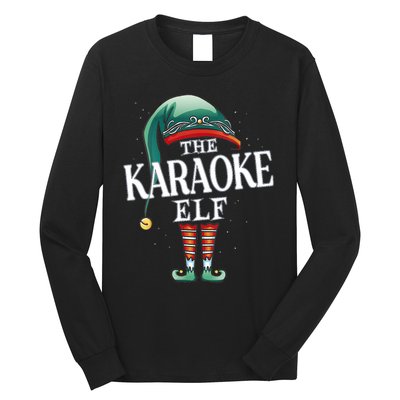 Karaoke Elf Christmas Group Xmas Pajama Party Vneck Long Sleeve Shirt