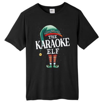 Karaoke Elf Christmas Group Xmas Pajama Party Vneck Tall Fusion ChromaSoft Performance T-Shirt