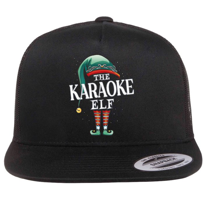 Karaoke Elf Christmas Group Xmas Pajama Party Vneck Flat Bill Trucker Hat