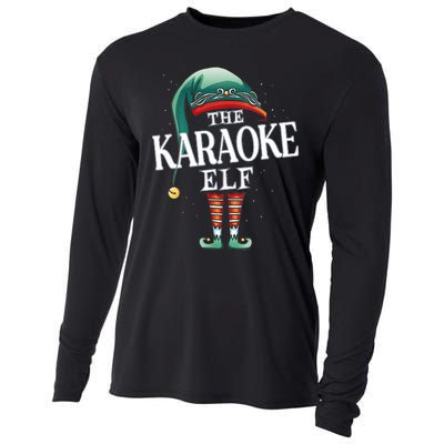 Karaoke Elf Christmas Group Xmas Pajama Party Vneck Cooling Performance Long Sleeve Crew