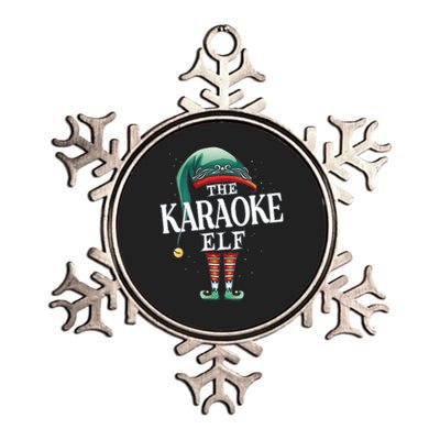 Karaoke Elf Christmas Group Xmas Pajama Party Vneck Metallic Star Ornament