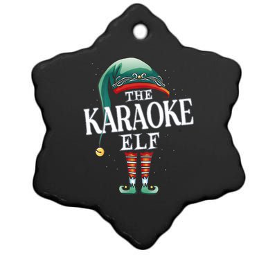 Karaoke Elf Christmas Group Xmas Pajama Party Vneck Ceramic Star Ornament