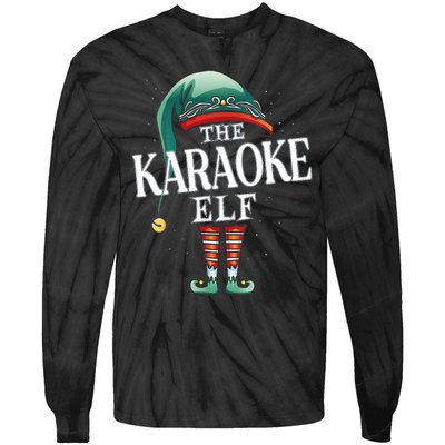 Karaoke Elf Christmas Group Xmas Pajama Party Vneck Tie-Dye Long Sleeve Shirt