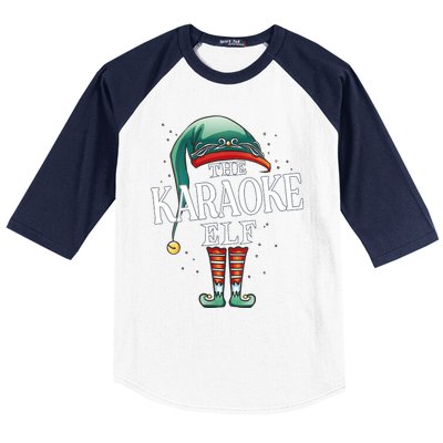 Karaoke Elf Christmas Group Xmas Pajama Party Vneck Baseball Sleeve Shirt