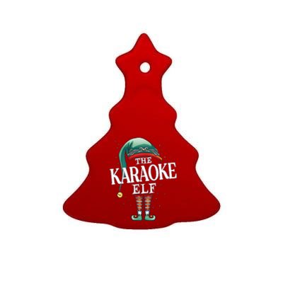 Karaoke Elf Christmas Group Xmas Pajama Party Vneck Ceramic Tree Ornament