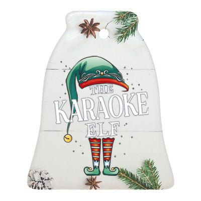 Karaoke Elf Christmas Group Xmas Pajama Party Vneck Ceramic Bell Ornament