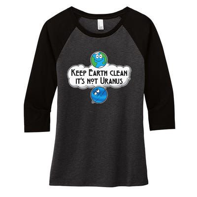 Keep Earth Clean It's Not Uranus funny Astronomy Space Women's Tri-Blend 3/4-Sleeve Raglan Shirt