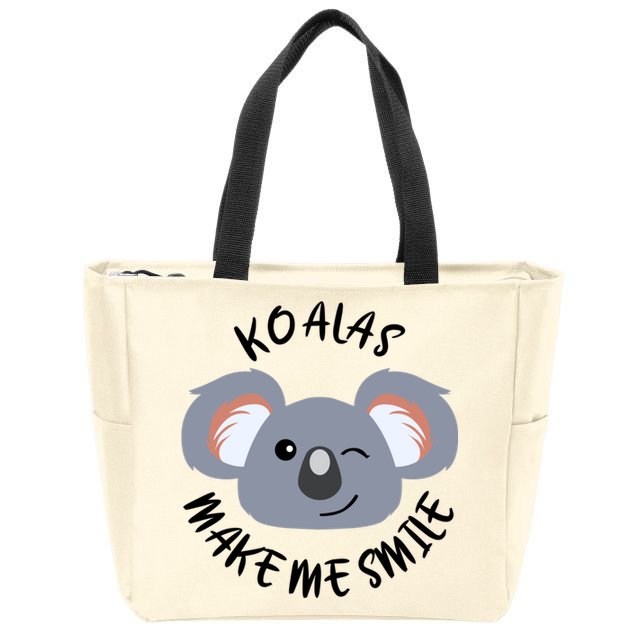 Koala Eating Eucalyptus Ironic Saying Bear Gift Zip Tote Bag