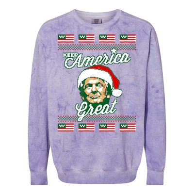 Keep America Great Ugly Christmas Sweater Colorblast Crewneck Sweatshirt