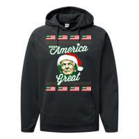 Keep America Great Ugly Christmas Sweater Performance Fleece Hoodie