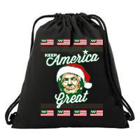 Keep America Great Ugly Christmas Sweater Drawstring Bag