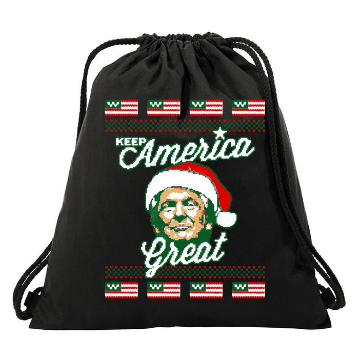 Keep America Great Ugly Christmas Sweater Drawstring Bag