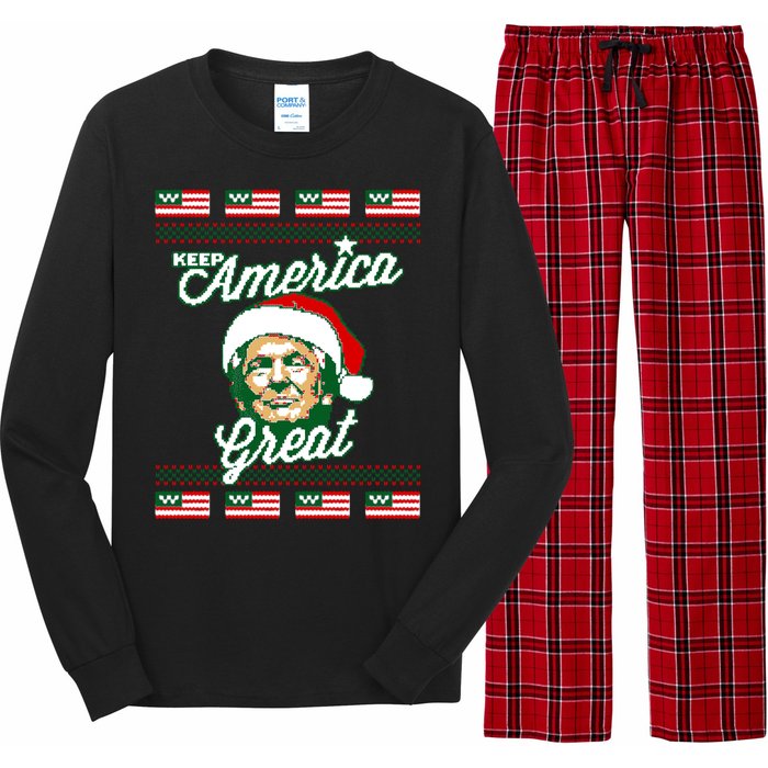 Keep America Great Ugly Christmas Sweater Long Sleeve Pajama Set