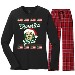 Keep America Great Ugly Christmas Sweater Women's Long Sleeve Flannel Pajama Set 