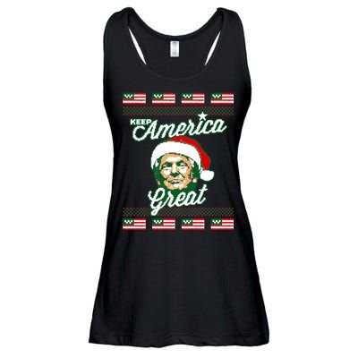 Keep America Great Ugly Christmas Sweater Ladies Essential Flowy Tank