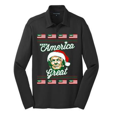 Keep America Great Ugly Christmas Sweater Silk Touch Performance Long Sleeve Polo