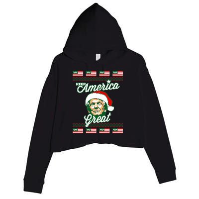 Keep America Great Ugly Christmas Sweater Crop Fleece Hoodie