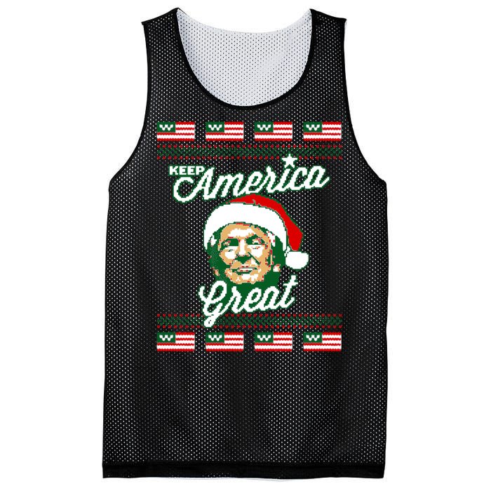 Keep America Great Ugly Christmas Sweater Mesh Reversible Basketball Jersey Tank