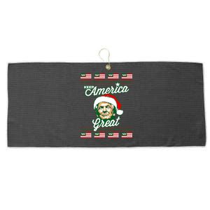 Keep America Great Ugly Christmas Sweater Large Microfiber Waffle Golf Towel