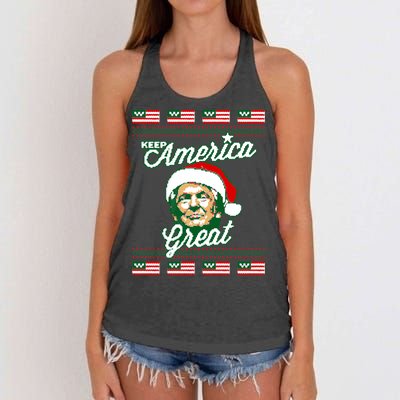 Keep America Great Ugly Christmas Sweater Women's Knotted Racerback Tank