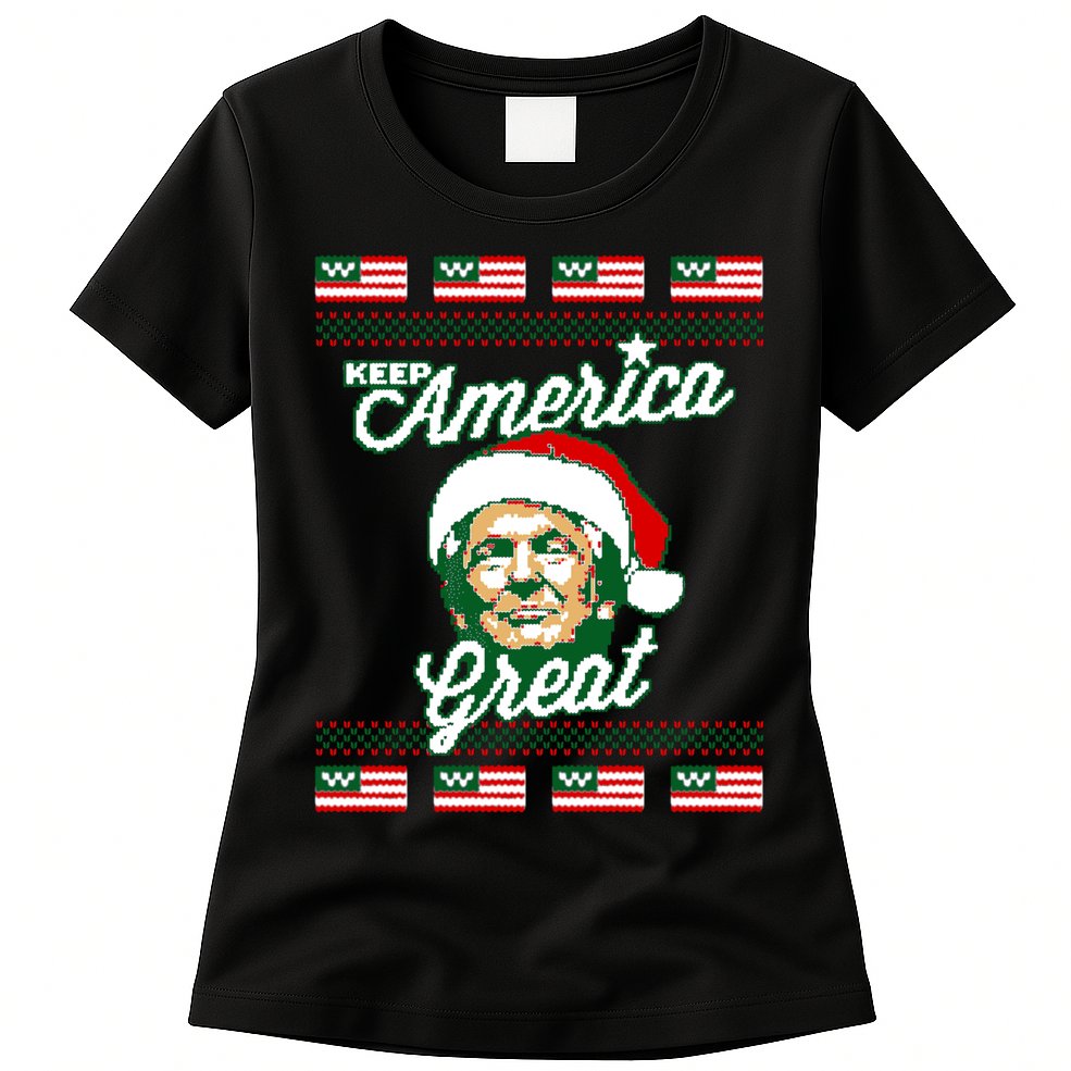 Keep America Great Ugly Christmas Sweater Womens T-Shirt