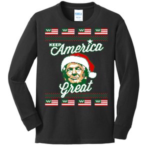 Keep America Great Ugly Christmas Sweater Kids Long Sleeve Shirt