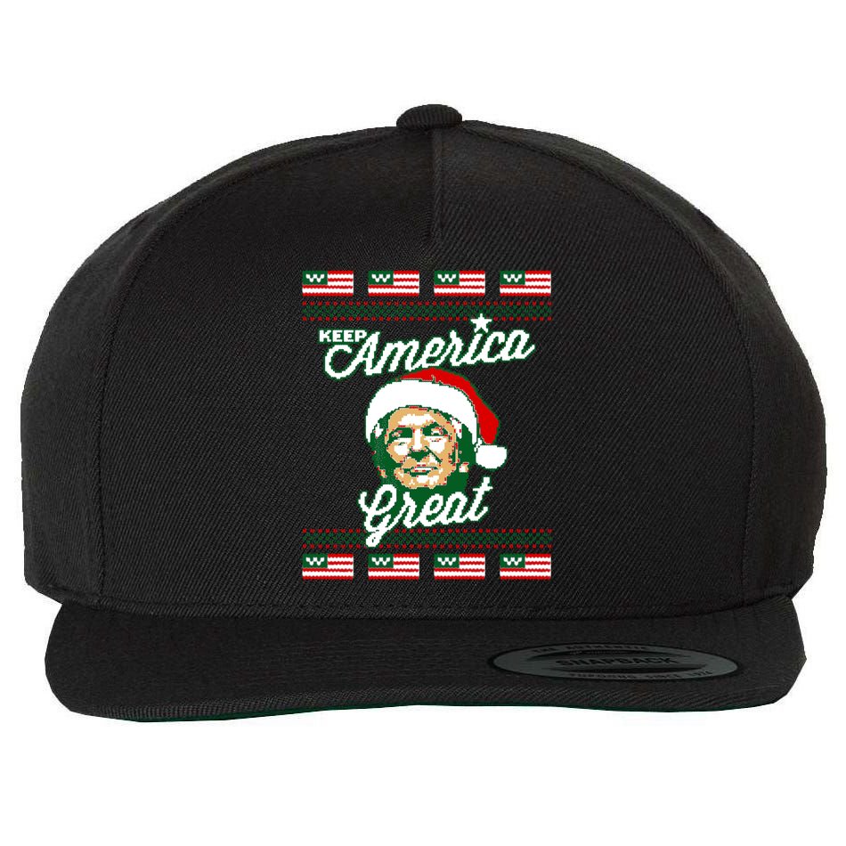 Keep America Great Ugly Christmas Sweater Wool Snapback Cap