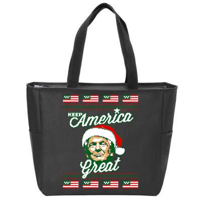 Keep America Great Ugly Christmas Sweater Zip Tote Bag