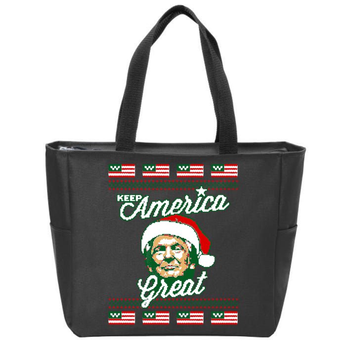 Keep America Great Ugly Christmas Sweater Zip Tote Bag