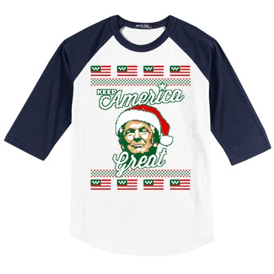 Keep America Great Ugly Christmas Sweater Baseball Sleeve Shirt