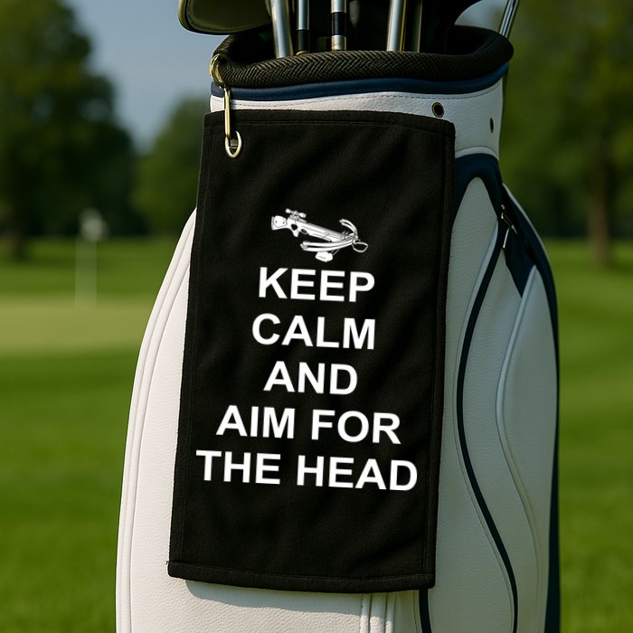 Keep Calm and Aim For The Head Golf Towel