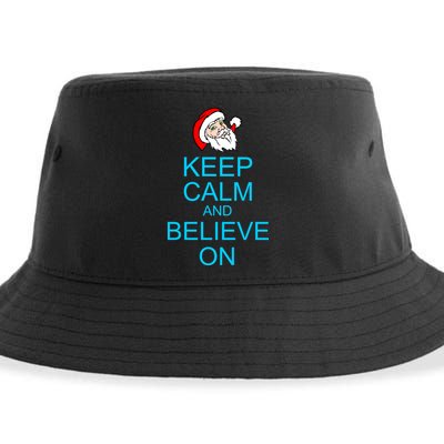 Keep Calm And Believe On Santa Christmas Sustainable Bucket Hat