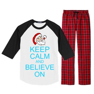 Keep Calm And Believe On Santa Christmas Raglan Sleeve Pajama Set