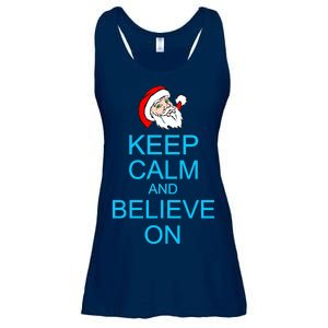 Keep Calm And Believe On Santa Christmas Ladies Essential Flowy Tank