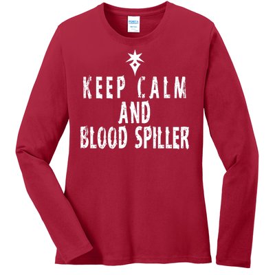 Keep Calm And Blood Spiller Dark Knight FF14 Ladies Long Sleeve Shirt