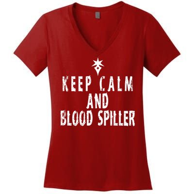 Keep Calm And Blood Spiller Dark Knight FF14 Women's V-Neck T-Shirt