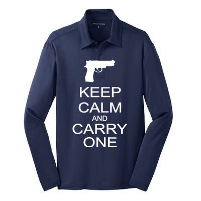 Keep Calm And Carry One Silk Touch Performance Long Sleeve Polo