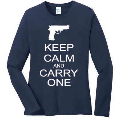 Keep Calm And Carry One Ladies Long Sleeve Shirt