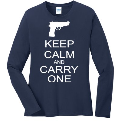 Keep Calm And Carry One Ladies Long Sleeve Shirt