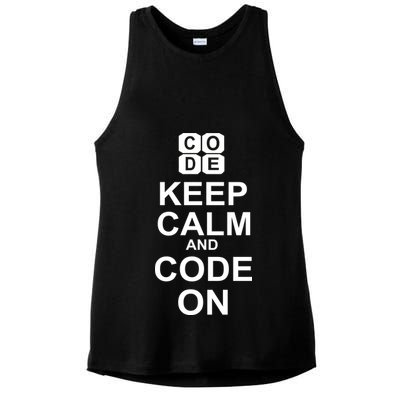Keep Calm and Code On Ladies PosiCharge Tri-Blend Wicking Tank